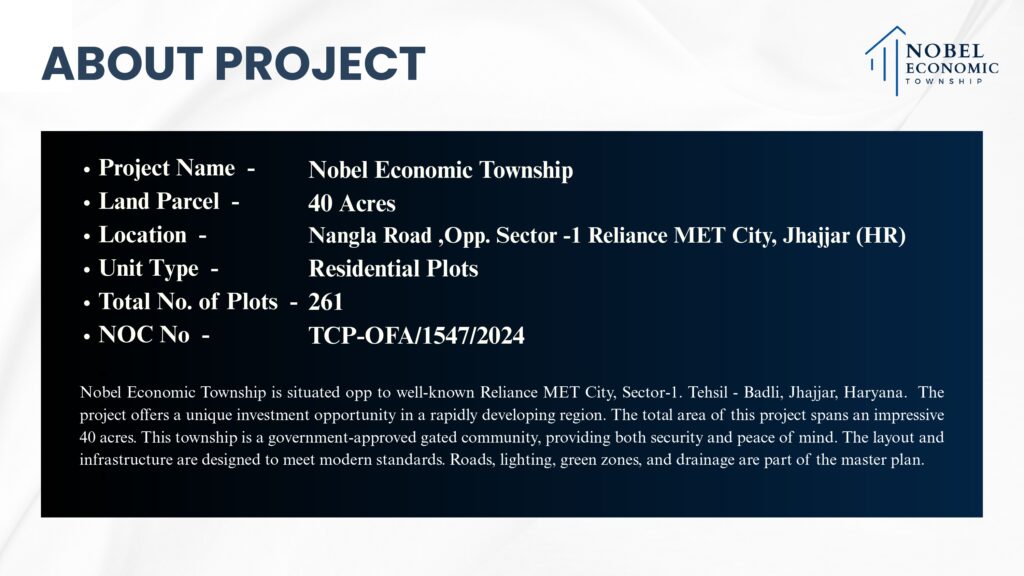 Nobel Economic Township (NET City), Jhajjar – Plots Near Reliance MET City Nobel Economic Township (NET City), Jhajjar – Plots Near Reliance MET City